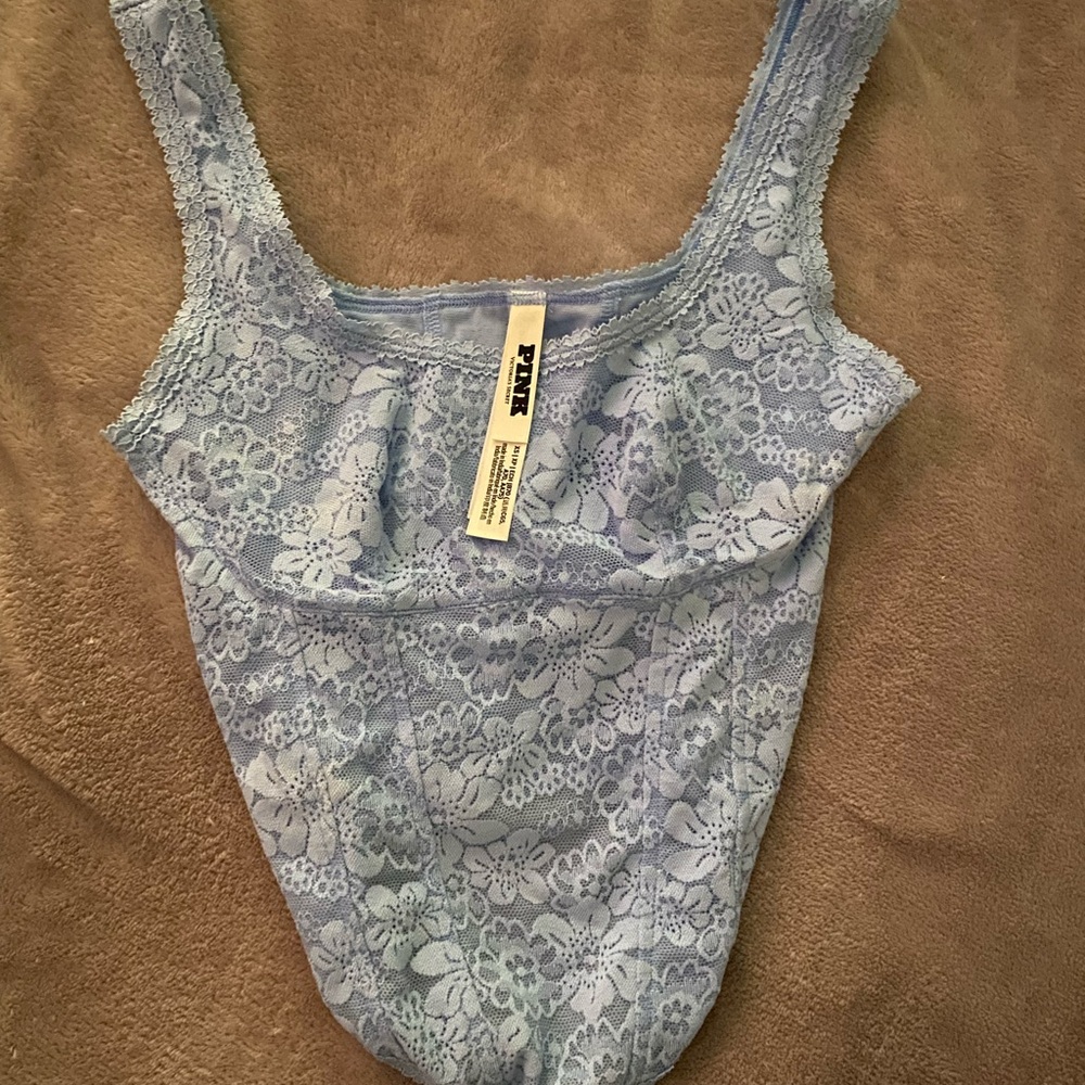 PINK Victoria's Secret Blue Lace Tank Top